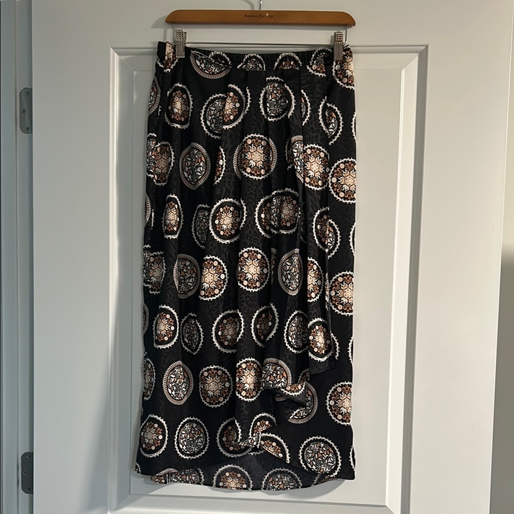 Black Patterned Wrap Skirt
